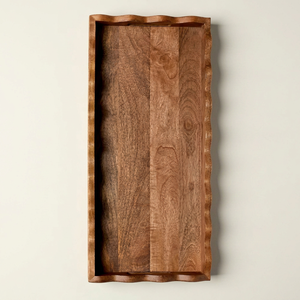 Plateau rectangulaire en bois CRAFTS GALORE pour thé et dîner, léger avec poignée, design moderne pour rangement de cuisine, desserts et utilisation dans la salle de bain - Product Image 1
