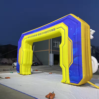 Arches gonflables personnalisées FD FD-009 en PVC, imperméables et résistantes aux intempéries, avec bannières de départ/arrivée et ventilateur intégré pour la publicité de courses