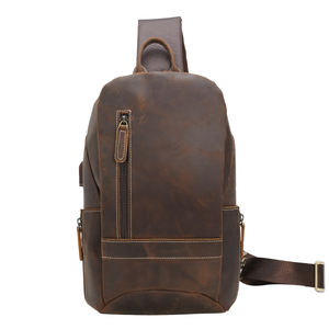 กระเป๋าสะพายสายเดี่ยวสำหรับผู้ชายสไตล์วินเทจสำหรับใส่ทุกวันกระเป๋าหนัง <span class=keywords><strong>Crazy</strong></span> Horse แท้ - Product Image 1