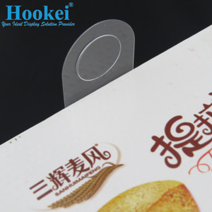 Hookei <b>Transparent</b> Plastic Self-Adhesive Die Cut Hang Tabs for Supermarket Use-Waterproof & Durable - Product Image 2