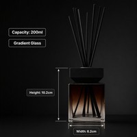 Bouteille diffuseur de parfum en verre dégradé brun foncé à transparent de 200 ml, forme colonne carrée, pour décoration intérieure