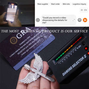 Liontin Perhiasan Hip Hop Mewah Pria Bertabur Batu Moissanite VVS, Liontin Berlian Moissanite Perak Sterling 925, Kalung Sayap Malaikat Moissanite - Product Image 6