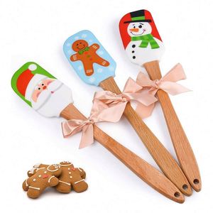 Christmas Themed <b>Silicone</b> Spatulas Food Grade Kitchen & <b>Baking</b> Tools-for Pastry Cutting & Bakeware - Product Image 1