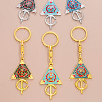 Pendentifs marocains avec motifs triangulaires et circulaires, accessoires décoratifs, souvenirs touristiques, porte-clés culturels