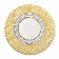 Napperon rond de luxe doré à la feuille d'or avec franges métalliques pour mariage, banquet, fête, décoration, logo personnalisé, faible MOQ