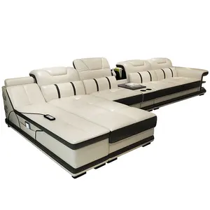 Modern Cheap Sofas L Shape White Luxury Leather Corner Sectional Sofa Set Furniture Living Room