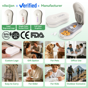 Ustom Logo 2 in 1 taglierina per pillole sfuse a metà Splitter per pillole con custodia per Tablet portatile divisore produttore - Product Image 2