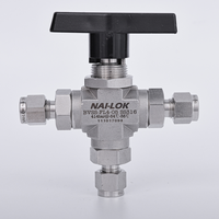 NAILOK SS316 Pneumatic Ball Valve 6000PSI High Pressure Compression Tube Fitting Valve Double Ferrule 2 Way Gas Instrument Valve