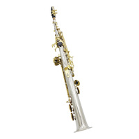 Bb Straight Soprano Saxophone Nickel Plated Body Gold Lacquered Keys Adjustable Professional Woodwind Instrument Bakelite Head