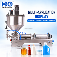 Machine de remplissage pneumatique de pâtes avec trémie mélangeuse, remplisseur à piston monotête pour miel, sauces, crèmes, lotions, shampoings et pots