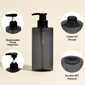 Botellas de Lujo para Lociones y Cuidado Corporal de PET de 300ml y 500ml en Gris, Azul y Rojo con Bomba Dosificadora para Hotel y Hogar, Venta al Por Mayor - Product Image 2