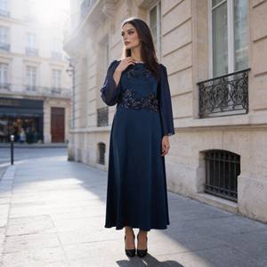 Abaya de luxe en polyester avec strass thermocollants pour femmes musulmanes, robe élégante, fournisseur en gros sur mesure - Product Image 2