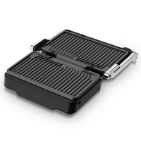 Grill électrique RAF 2300W pour steaks, double face chauffante, surface de cuisson antiadhésive, ouverture à 180 degrés pour la cuisson à domicile