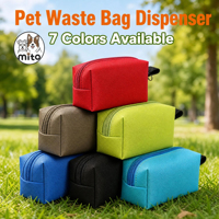 Porte-sacs à déjections canines de luxe en caoutchouc personnalisé Mito, avec mousqueton, étanche, en tissu Oxford, distributeur portable de sacs à déjections pour animaux de compagnie, logo personnalisé