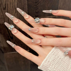 ที่ใส่<span class=keywords><strong>ชา</strong></span>สุดเก๋มีประกายเพชร9เม็ดทรงยาวกดเล็บแบบทำมือสวมใส่ได้ - Product Image 5