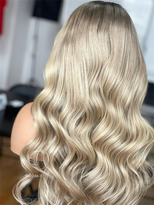 Perruque de luxe vierge blonde sans colle avec devant en dentelle, délié pré-plumé personnalisable à vos demandes, vendeurs de stock direct transparent - Product Image 6