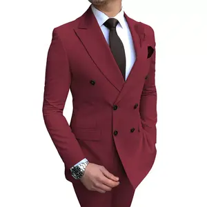 2023 Jas Tuksedo Pria Desain Terbaru Mantel Celana Pernikahan Pengantin Pria Klasik Lapel PEAK Pria 2 Potong Pernikahan (Jaket + Celana)