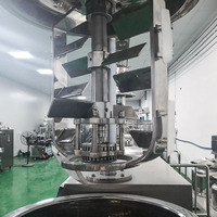 Machine de mélange, homogénéisation et émulsification sous vide à levage hydraulique pour crèmes cosmétiques, lotions, produits chimiques et alimentaires, 500L, moteur à engrenages