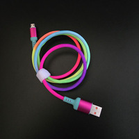 Cables USB a Micro USB V8 para Android, Duraderos, Coloridos, con Degradado de Arcoíris, Trenzados, Sincronización de Datos, Carga Rápida