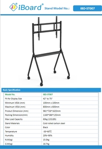 <span class=keywords><strong>Soporte</strong></span> Móvil para Pizarra Interactiva, <span class=keywords><strong>Soporte</strong></span> Móvil para Monitor de <span class=keywords><strong>TV</strong></span> de 42 a 75 Pulgadas, Capacidad de Carga Máxima de 60 kg, con Ruedas, Fácil de Mover - Product Image 2