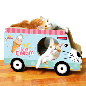 Cat <b>Car</b> Shaped Scratcher <b>Bed</b> Corrugated Cardboard Durable Cartoon Design For Cats 60x26.5x34cm - Product Image 1