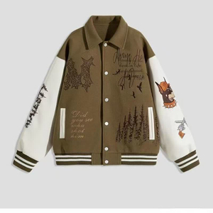 เสื้อแจ็คเก็ตเบสบอลผ้าฟลีซหนานุ่มปักลายตัวอักษร  สำหรับผู้ชายและผู้หญิง  สไตล์สตรีทแฟชั่นฤดูใบไม้ร่วง  ทรงหลวมแบบเสื้อแจ็คเก็ตนักบิน - Product Image 6
