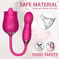 Chargeur USB 2 en 1, vibromasseur en silicone en forme de rose rouge, vibromasseur qui se déplace de haut en bas, vibromasseur en forme de rose