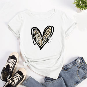 <span class=keywords><strong>T</strong></span>-<span class=keywords><strong>shirt</strong></span> da <span class=keywords><strong>donna</strong></span> in <span class=keywords><strong>cotone</strong></span> 100% bianco del fornitore Ebay di <span class=keywords><strong>alta</strong></span> <span class=keywords><strong>qualità</strong></span> con lettere d'amore Casual a collo d'amore con stampa grafica leopardata - Product Image 2