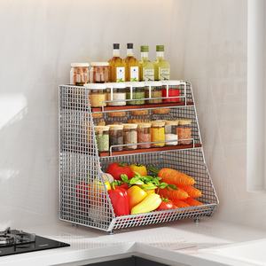 Estante para Especias <span class=keywords><strong>de</strong></span> Cocina Estilo Nórdico, Cesta <span class=keywords><strong>de</strong></span> Almacenamiento <span class=keywords><strong>de</strong></span> Frutas y Verduras <span class=keywords><strong>de</strong></span> Gran Capacidad, Estante <span class=keywords><strong>de</strong></span> Almacenamiento <span class=keywords><strong>de</strong></span> Botellas <span class=keywords><strong>de</strong></span> Especias para Esquina <span class=keywords><strong>de</strong></span> Encimera - Product Image 1