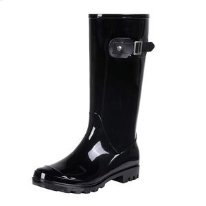 Bottes <span class=keywords><strong>de</strong></span> <span class=keywords><strong>pluie</strong></span> hautes Bottes <span class=keywords><strong>de</strong></span> <span class=keywords><strong>pluie</strong></span> à boucle latérale en PVC imperméable et brillant pour <span class=keywords><strong>femme</strong></span> - Product Image 3