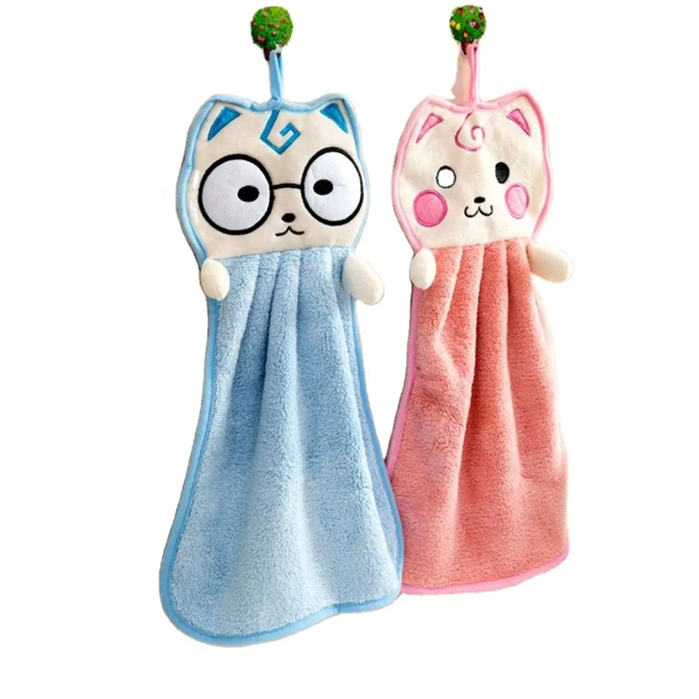 Thick Cartoon Microfiber Bathroom Hand Towel Soft Absorbent Hanging Cloth Drying Pad Face Towel for Hotel Travel Accessories
