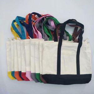 Bolsa de Lona de 12 oz Disponible en Stock, Bolsa de Hombro de Algodón de Gran Capacidad con Cierre de Cremallera, Bolsas de Compras Portátiles con Logotipo Personalizado - Product Image 2