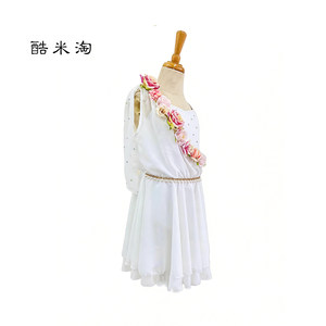 Costume de ballet Cupidon blanc pour femmes adultes, <span class=keywords><strong>robe</strong></span> de performance et de compétition en soie/coton décorée de fleurs, tutu de ballet - Product Image 3
