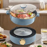 Marmite électrique multifonction avec couvercle en verre trempé, capacité de 2 L, puissance de 1500 W, marmite de cuisson antiadhésive pour la maison