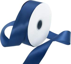Cinta de Raso Azul Marino de Doble Cara de 1.5 Pulgadas de Ancho, 100% Poliéster, Rollo de 100 Yardas para Envolver Regalos de Boda y San Valentín - Product Image 1