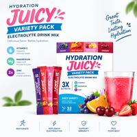 Poudre d'électrolytes pour l'hydratation, pack varié et fruité, 3X électrolytes, vitamine C, magnésium, zinc, préparation en poudre à portion individuelle