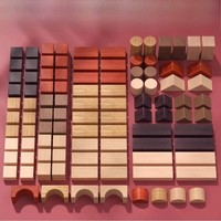 Runwood - Juego de Bloques de Construcción de Madera Ecológicos, 100 Piezas, de Madera Maciza, Sin Laca, Juguetes Educativos para Niños de 1 a 2 y de 3 a 6 Años