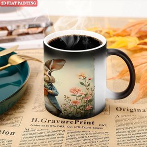 Matte Frosted <b>Ceramic</b> Mug 11oz Black Heat Sensitive Office <b>Cup</b> Daily Use - Product Image 5