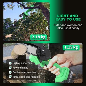 Scie à perche et mini-tronçonneuse industrielle sans fil 20V 4 pouces, longue portée, qualité DIY pour la coupe du bois, entrepôt local US, CS-100SET - Product Image 2