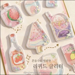 Anti-leak Water Shake Sticker 3D Liquid Shaker Sticker For Techo Decoration Kawaii Japanese Shaka Shaka Seal Stationery Gift