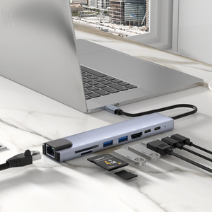 Hub USB-C en Alliage d'Aluminium 3/4/5/6/7/8 en 1 avec HDTV, Réseau Ethernet, Lecteur de Cartes TF/SD, 2 Ports USB et PD 87W 3.0 pour MacBook <span class=keywords><strong>Air</strong></span> - Product Image 4