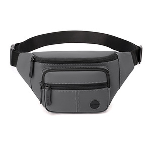 Unisex Multi Functional Zippered Nylon <b>Waterproof</b> <b>Pillow</b> Shape Waist Chest Bag Soft Coating Material Everyday Outfits Gray Black - Product Image 3