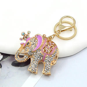 Creative Crown Adorned Elephant Keychains High end Rhinestone Alloy <b>Car</b> <b>Ornaments</b>, Travel Souvenirs - Product Image 3