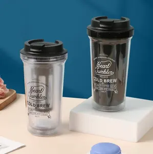 Gk كوب قهوة عصري بسيط مزدوج العزل بلاستيك من أجل الأزواج والطلاب