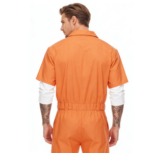 Costume <span class=keywords><strong>de</strong></span> couple <span class=keywords><strong>de</strong></span> prisonniers adultes, combinaison orange <span class=keywords><strong>de</strong></span> détenu pour fête d'Halloween, cosplay - Product Image 2