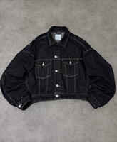 Vestes en jean courtes personnalisées pour hommes, vestes en jean baggy pour hommes, veste en jean brut de haute qualité