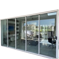 Super Mansion personnalisé taux d'impact en aluminium trempé verre clair ou miroir 6 panneaux piste ouverte une pile latérale porte coulissante