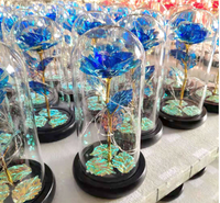 Bunga Mawar Kaca Berlapis Emas 24k dengan Lampu LED, Hadiah Terpanas Hari Valentine, Grosir Pabrik