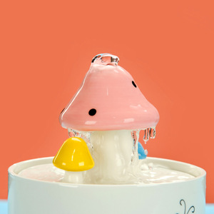 Fontaine à eau pour animaux de compagnie en céramique, forme de champignon rose, distributeur d'eau automatique pour chat avec contrôle par application, design détachable - Product Image 3