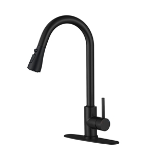 Vendita calda moderno rubinetto da cucina a foro singolo in ottone estraibile miscelatore caldo freddo con 360 gradi girevole in ceramica nera opaca - Product Image 2